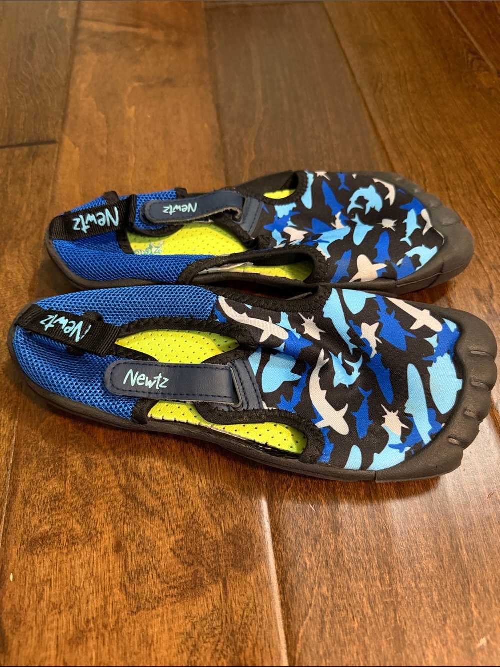 Boys Newtz Blue and Black Shark Camo Water Shoes